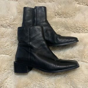 Real leather square toe boots